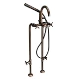 37-1/2 Freestanding Tub Faucet & Supplies w/ Shutoff Valves - Cross Handles - Oil Rubbed Bronze