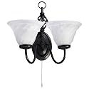 Metal Twin Decorative Black Wall Light With Opaque Glass Shades