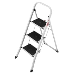 Hailo 4397-901 Stahl Klapptritt K20 weiss 3 Stufen mit Anti-Rutschmatten