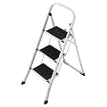 Hailo 4397-901 Stahl Klapptritt K20 weiss 3 Stufen mit Anti-Rutschmatten