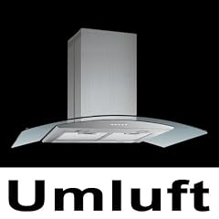 Dunstabzug Inselhaube Inselesse Edelstahl mit Glasschirm, 90cm, 850 m³/h, 3 Stufen, leiser Betrieb (Umluft)