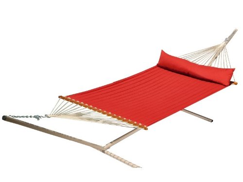 LA SIESTA - SET Hamac à barre double Alabama rouge et support métal