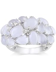 Sterling Silver Gemstone and Diamond Ring, (0.07 cttw, G-H Color, I2-I3 Clarity)
