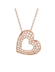 1/4 Cttw Diamond Heart Necklace in 14K Rose Gold, 18 Inch