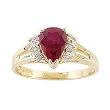 14K Yellow Gold Ruby and Diamond Ring