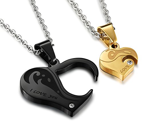 Fibo steel 2 pcs stainless steel mens womens pendant ne…