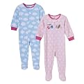 Infant Girls' Just One Year 2pc Fleece Not Sleepy/Clouds Blanket Sleeper Set - Pink/Blue