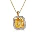 14k Gold Emerald-Cut Citrine and Diamond Pendant