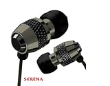 Black SERENA Metal Replacement In-Ear Metal 3.5mm Stereo EarBud EarPhones HeadPhones Headset for all Apple iPhone, iPod Generation Shuffle Nano Mini Video Classic Touch / Creative Zen / ZUN / Sony / Sansa / Samsung other MP3 / MP4 / CD / DVD Players which have 3.5mm Audio Socket