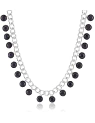 Nine West "Studded Statement" Silver-Tone, Purple Frontal Necklace, 18"