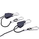 iPower GLROPE Pair of 1/8" Heavy Duty Adjustable Grow Light Rope Clip Hanger w/Improved Metal Internal Gears,8-Feet Long(LONGEST EVER),150lb Capacity,Fully Locking;Tear&amp;Rust Resistant