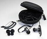 Sound-Squared SPORT Headphone Earbuds Earphones w/ 2 Earhook Sizes and Earphone Case - Great Value!