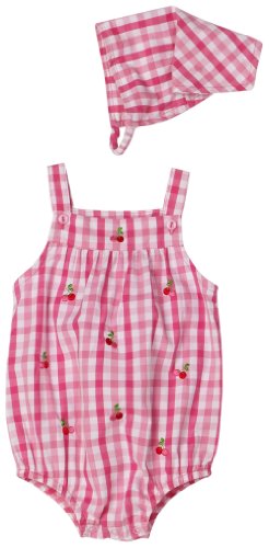 Absorba Newborn Girls Woven Gingham Sunsuit & Hat Set