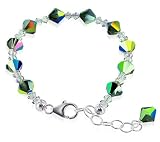 Vitrail Medium Crystal Bicon 7 7.5 8 .925 Silver Length Adjustable Bracelet With Lobster Clasp