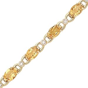 14K White Gold 0.06 ct. Diamond and 10 ct. Citrine Bracelet by Katarina