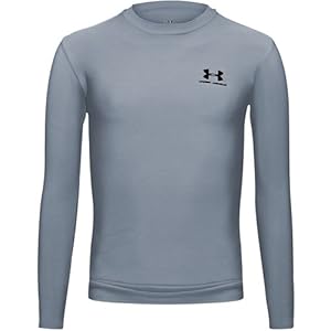 Under Armour Boys' Compression Long Sleeve Turf Shirt (Youth-Medium, Gray)