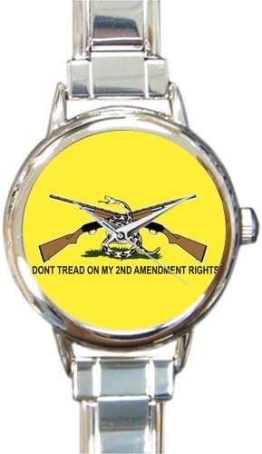 Personalized Watch Gadsden Flag Don't Tread On Me Round Italian Charm stainless steel Watch