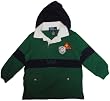 Boy's Polo By Ralph Lauren Long Sleeve Hooded Rugby Shirt Green with Navy Stripes