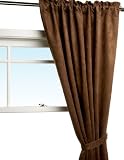 Brentwood Black Out Heavy Faux Suede 50x84 Rod Pocket Drape, Coffee