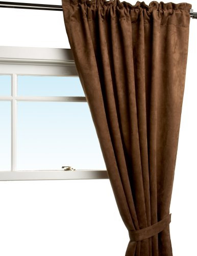 Brentwood Black Out Heavy Faux Suede 50x84 Rod Pocket Drape, Coffee