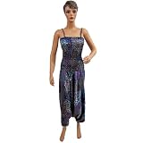 Multi Color Blues Womens Trousers Harem Crop Dress Pants in Satin 48"