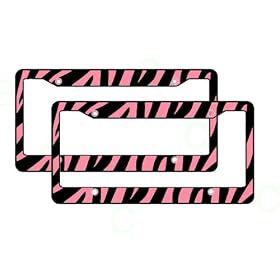 Buy A Set of 2 Plastic License Plate Frame Safari Animal Series - Zebra Pink and Black by Unknown now!
