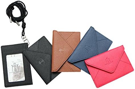 Stylish Slim ID Card Holder Necklace, Student ID Card Holder Necklace, Employee ID Card Holder Necklace, Badge ID Card Holder Necklace, Durable Business ID Card Necklace Holder with Detachable Necklace Strap - ID Window / Button Card Pouch - 2.91 x 4.33 (inch) - Flat Card Holder (navy)