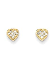MadiK® 14k Yellow Gold Polished Heart with Clear CZ Post Stud Earrings
