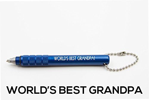 WORLD'S BEST GRANDPA! laser engraved - BLUE TruGroove Golf Club Groove Sharpener - Improved Backspin - Wedges and Irons - with 2 Free Color Matched Ball Markers - Lifetime Warranty - Made in USA