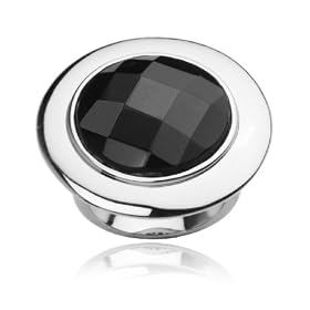 ELLE Sterling Silver Circle Black Agate Ring by ELLE Jewelry