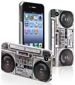 EverGoods Protective Hard Case Cover for Apple iPhone 4 4S , Old Radio / Recorder Pattern