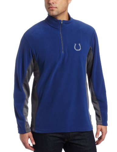 NFL Men's Indianapolis Colts Fade II Crew Long Sleeve 1/4 Zip Micro Chiller Fleece (Stadium Blue/Storm Gray, Large)
