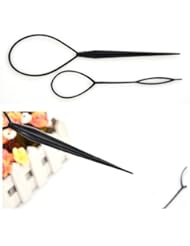 NEW 2 Piece Black Women Girls Topsy Tail Hair Accessorie Magic Pin Hair Styling Tool Braid Ponytail Maker Topsy Tool Pony Tail Hairstyle Party Hair