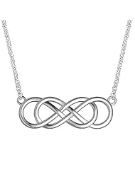Large Double Infinity Symbol Charm and Chain, Best Friends Forever Charm, Sisters Charm, 10mm x 30mm, 18 inches total