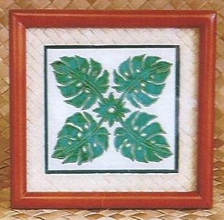 Hawaii Batik Quilt Fabric Frame 12 in. Monstera
