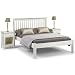 4FT6 Double Bed Frame - Solid Pine Single Bed Base - Jayden Wooden Slatted Headboard and Low Footend - Stone White Finish