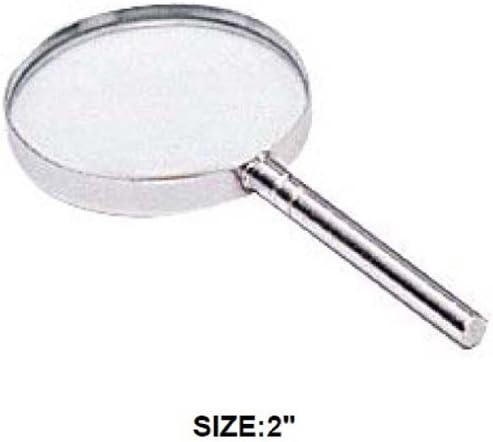 2"Diameter, 4.25" Long, 2.5X Power Magnifier With Glass Lens, And Steel Rim And Handle : ( Pack of 10 Pcs. )