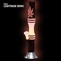 LED - Light Glas Bong mit farbwechselndem LED - Fu� und Hanfblatt, 38cm hoch, 50mm �, 18,8er Schliff und Chillum