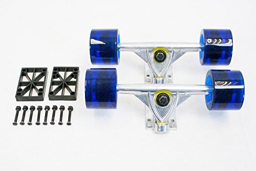 SCSK8 LONGBOARD Skateboard TRUCKS COMBO set w/ 70mm WHEELS + 9.75" Silver Truck Package with FREE SKATE TOOL by SCSK8