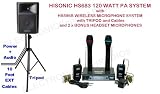 Hisonic 120 Watt PA System with HS596B Wireless Microphone System with Tripod and Cables