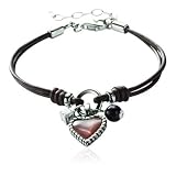 Fossil Damen-Lederarmband mit Perlmutt Herz 16-19.5 cm JF85718040