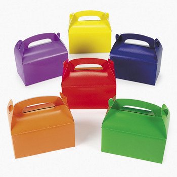 Dozen Cardboard Bright Colors Treat Boxes