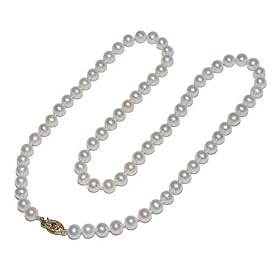 14k Yellow Gold 5.5-6mm Freshwater Cultured Pearl Necklace, 18 by Pearl Birthstones