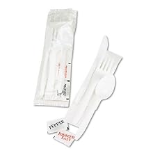 Boardwalk 6KITMW White 6 Piece Wrapped Cutlery Kit (Case of 250)