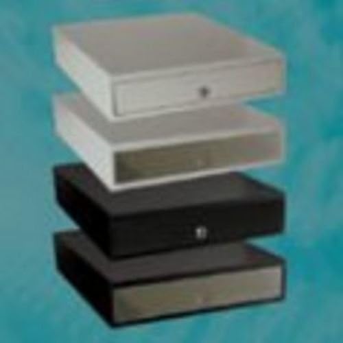 APG Cash Drawers Std Duty Cash Drawer Manual Push Button Black Painted Front 14X16 Adjustable 4X5 Till No Cable Required VP101-BL1416