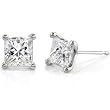 2.00ct TW Certified Princess Diamond Stud Earrings in 14kt White Gold (D/SI1-SI2)