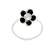 Toe Ring - T24 - Crystal Illusion - Flower ~ Jet (Black) with Iridescent Center