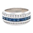 14K White Gold 2 ct. Machine Set Diamond and Sapphire Wedding Band (F-G Color, VS1 Clarity)