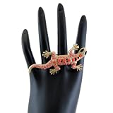 Lizard Stretch Ring Oversize Coral Beads