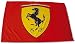 Diese Fahne ist ein Original FERRARI Lizenzprodukt. Das Material ist aus widerstandsf�higem 
Polyester mit Stabeinla� an einer Seite. Bedruckt ist die Fahne mit dem Scudetto-Logo. Es handelt 
sich bei diesem Artikel um einem Original-Merchandising Artikel des FERRARI F1 Team�s.